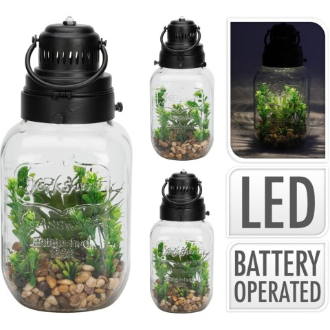PIANTA CON VASO VETRO LED 16X3